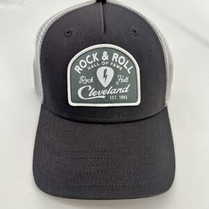 Rock and Roll Hall of Fame Baseball Cap Hat Cleveland Gray White Mesh SnapBack